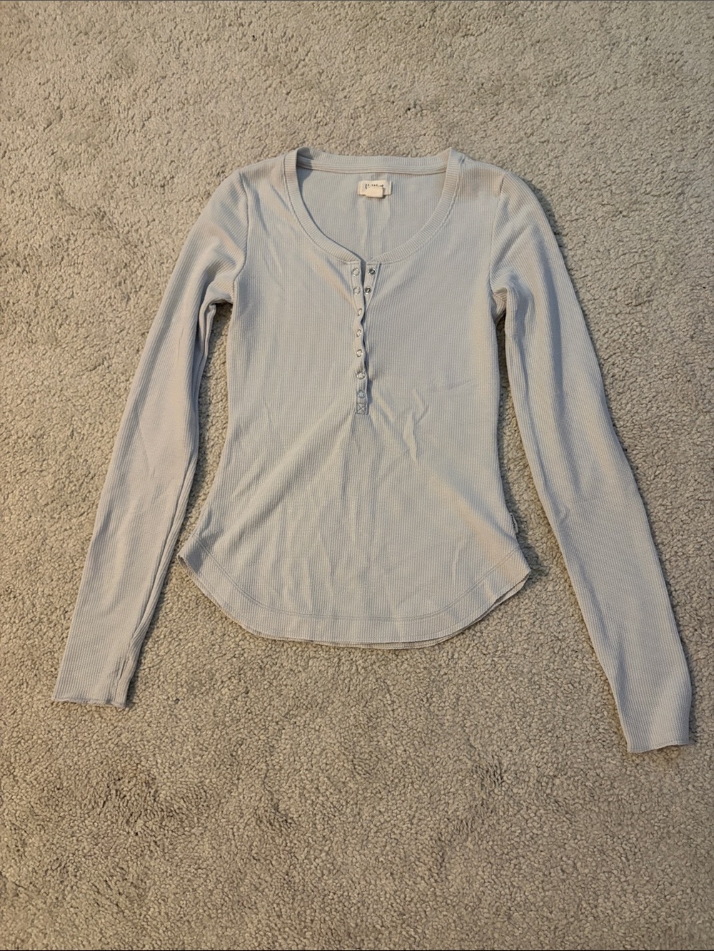 Up West Button Down waffle knit long sleeve tee